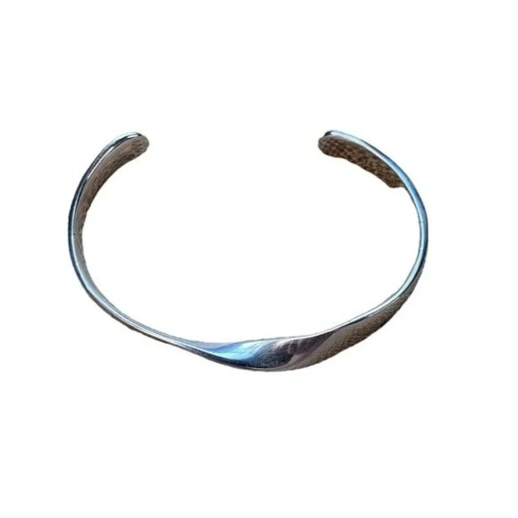 SAUSALITO CRAFTWORKS Silver Twisted Cuff Bracelet 6"-7" Adjustable Boho Minimal - Picture 3 of 6